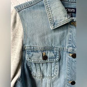 Chaps Denim Mixed Media Denim Jacket with Cotton/Terry Sleeves